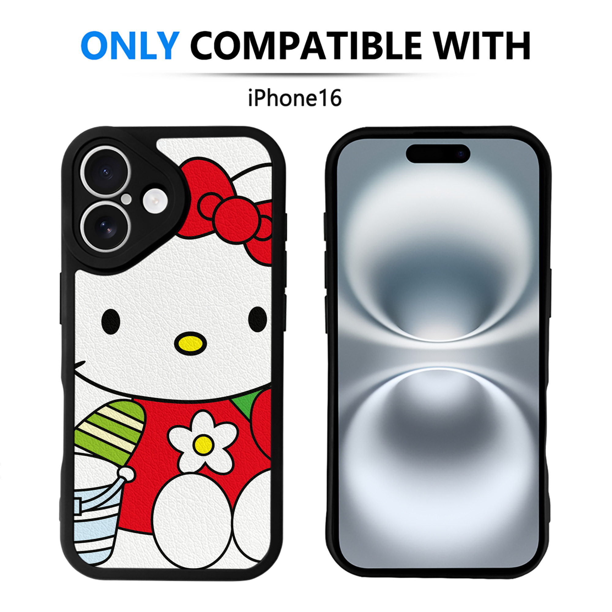 （画像用） Hello Kitty ハローキティ 【iPhone 16シリーズ対応】シリコンスマホケース（レザー調） 材質：シリコン